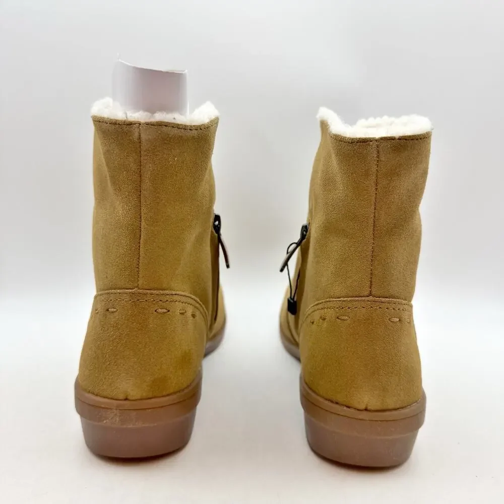 Spenco Womens Sun Valley Ankle Boots Size 8.5 Tan Suede Sherpa Lined NIB